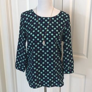 Pixley blouse in Navy w/polka dots